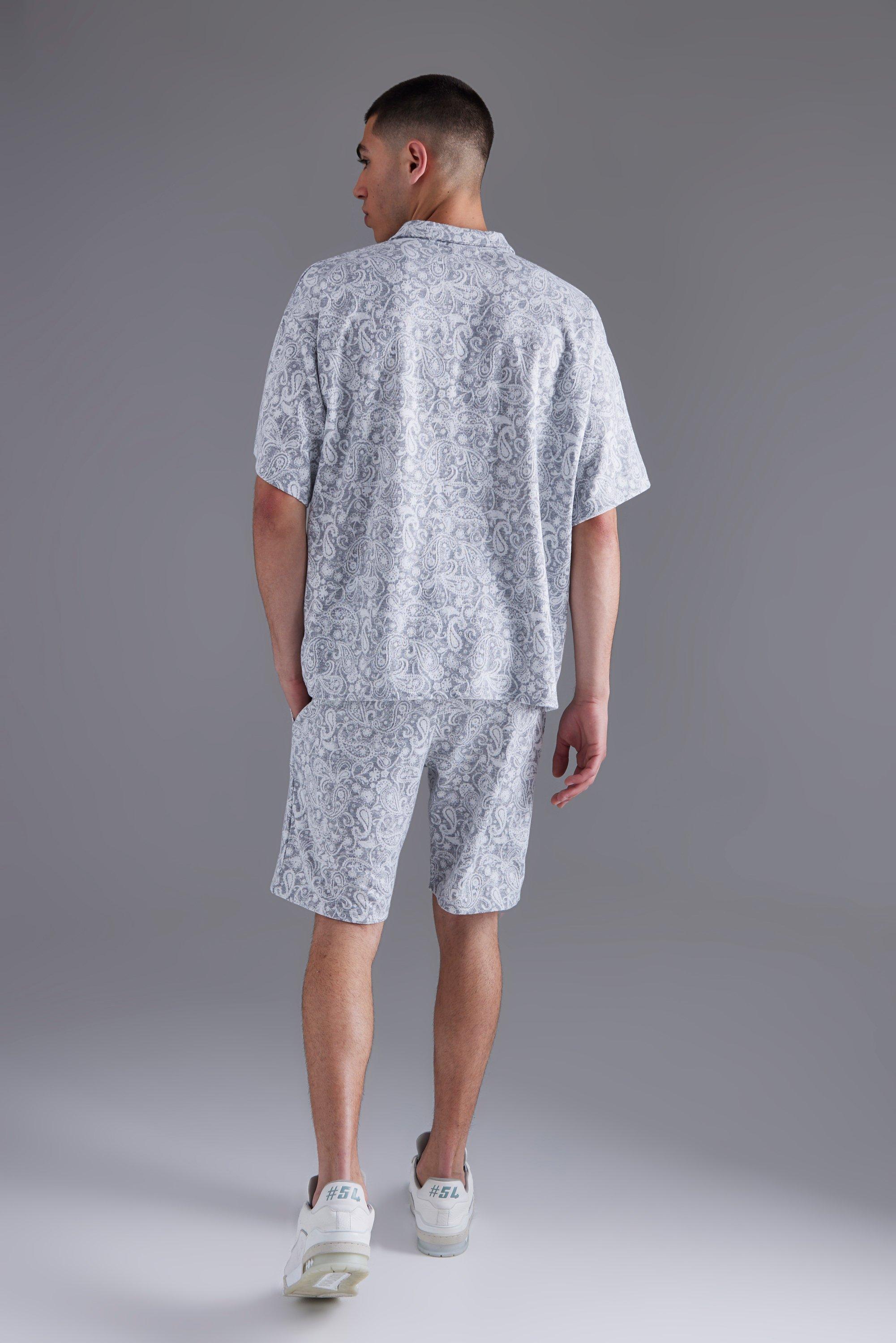 Paisley Jacquard Shirt & Short Set | boohoo